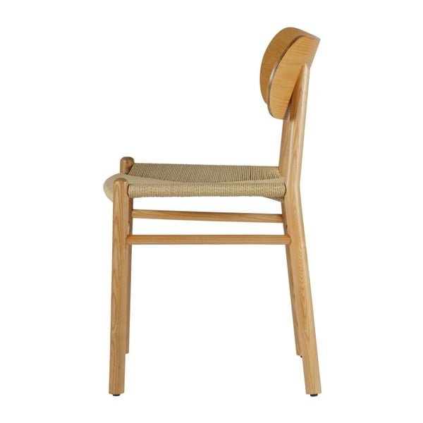 Scaun din lemn de arbore de cauciuc şi ratan BePureHome Jointly-image-4