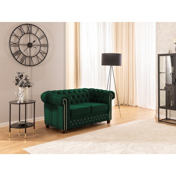 Canapea verde extensibilă cu tapițerie din catifea 148 cm York Blik – Ropez-image-4