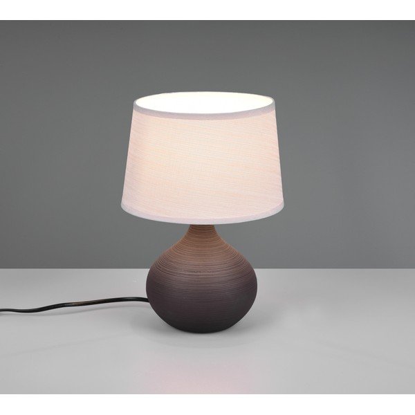 Veioză din ceramică și pânză Reality Martin, înălțime 29 cm, alb-gri închis-image-1
