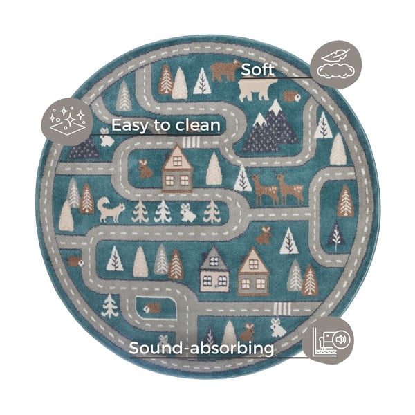 Covor pentru copii albastru petrol ø 140 cm Streets – Hanse Home-image-4