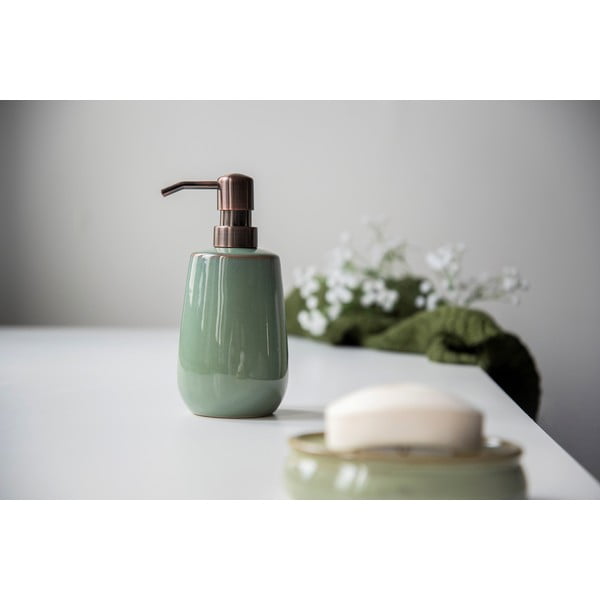 Dozator din ceramică pentru săpun lichid Wenko Sirmione, verde-image-2