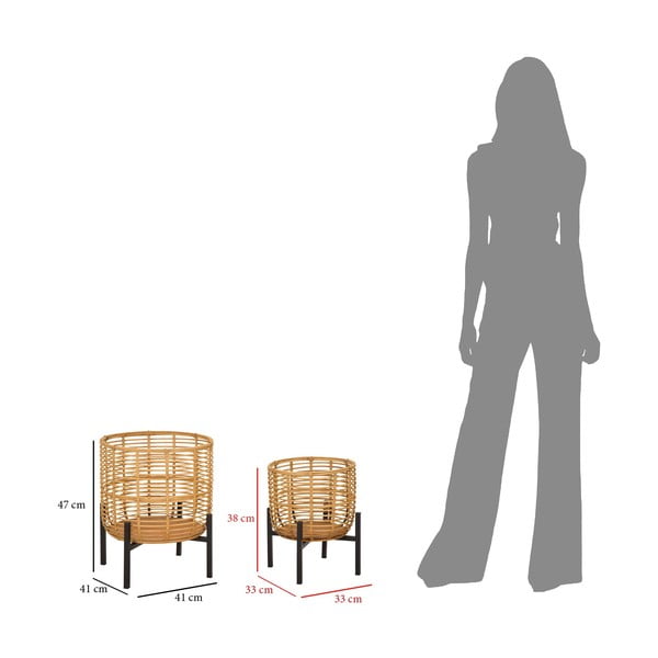 Set 2 suporturi pentru ghivece din ratan Mauro Ferretti, înălțime 47 cm-image-2