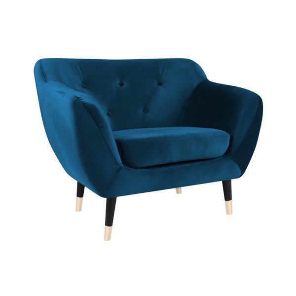 Fotoliu Mazzini Sofas AMELIE cu picioare negre, albastru-image-2