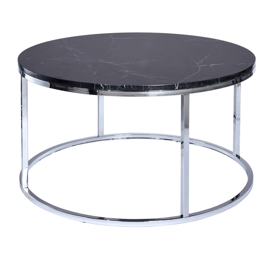 Măsuță de cafea cu blat din marumură RGE Accent, ⌀ 85 cm, negru