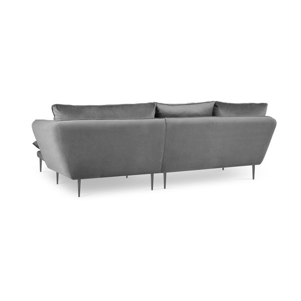 Colțar pe partea dreaptă cu 5 locuri din catifea Mazzini Sofas Acacia, gri-image-4