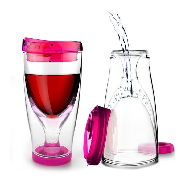 Pahar termos pentru vin Asobu Ice Vino 2GO, 300 ml, roz