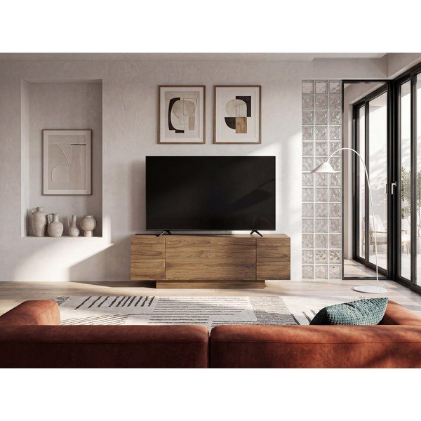Comodă TV în culoare naturală cu aspect de lemn de stejar 140x45x40 cm Victor – Marckeric-image-3