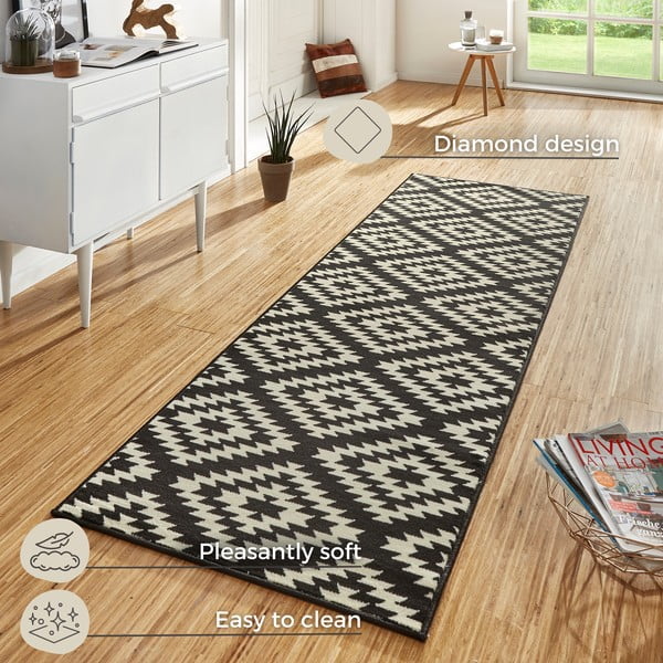 Covor tip traversă Hanse Home Basic Nordic, 80x200 cm, negru-alb-image-3