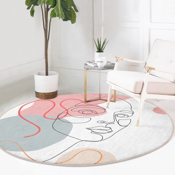 Covor rotund  alb lavabil adecvat și  pentru aspiratoare robot   ø 120 cm Comfort – Mila Home-image-2