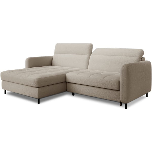 Colțar bej extensibil/cu spațiu de depozitare cu tapițerie din țesătură bouclé (cu colț pe partea stângă/cu șezlong) Gomsi – ELTAP-image-2