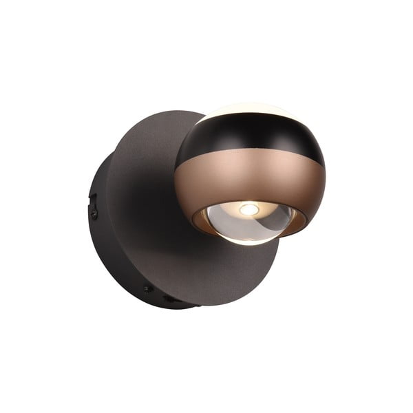 Aplică de perete negru-arămiu  LED ø 10 cm Orbit – Trio Select