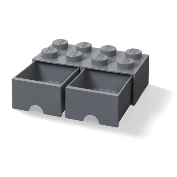 Cutie depozitare cu 2 sertare LEGO®, gri închis-image-1