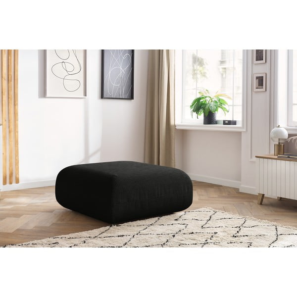 Taburet gri închis cu tapițerie din catifea reiată Lecomte – Bobochic Paris-image-1