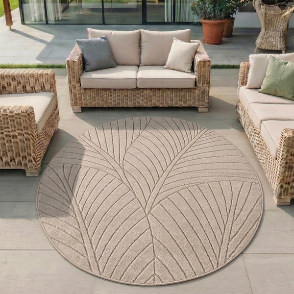 Covor pentru exterior și interior bej rotund ø 120 cm Nova 1203 – Ayyildiz Carpets-image-1
