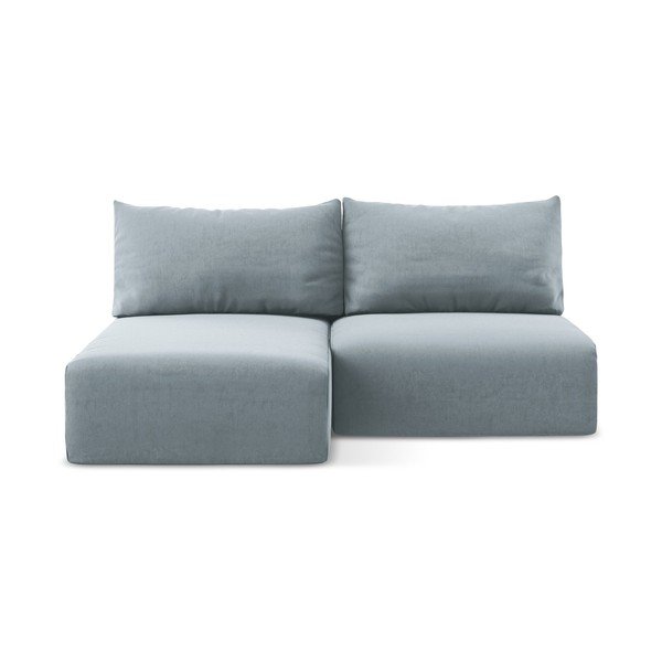 Colțar albastru extensibil/cu spațiu de depozitare cu tapițerie din catifea (cu colț pe partea stângă/cu șezlong) Kalena – Makamii