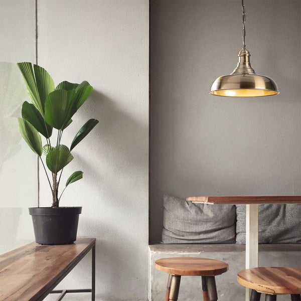 Lustră aurie cu abajur din metal ø 32 cm Rosea – Opviq lights-image-1