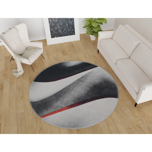 Covor negru-alb lavabil rotund ø 80 cm – Vitaus-image-1