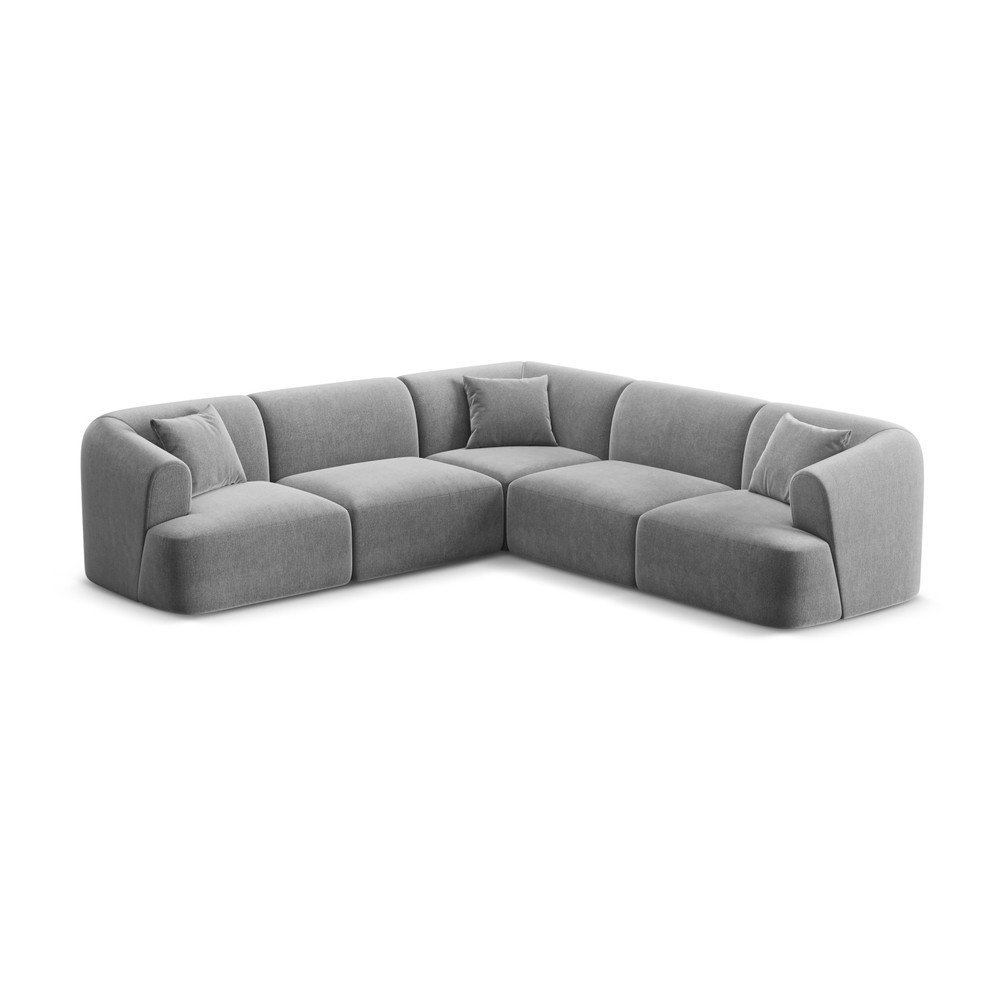 Colțar gri deschis cu tapițerie din catifea Campi – Cosmopolitan Design