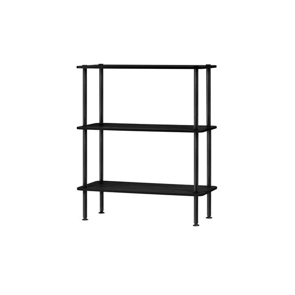 Etajeră neagră cu aspect de lemn de stejar 80x90,5x35 cm Teidi – noo.ma