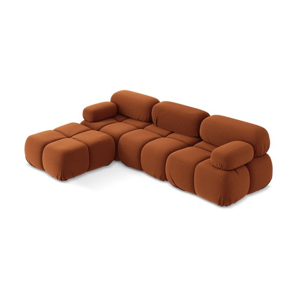 Colțar modular portocaliu cu tapițerie din catifea Lokua – Makamii-image-2