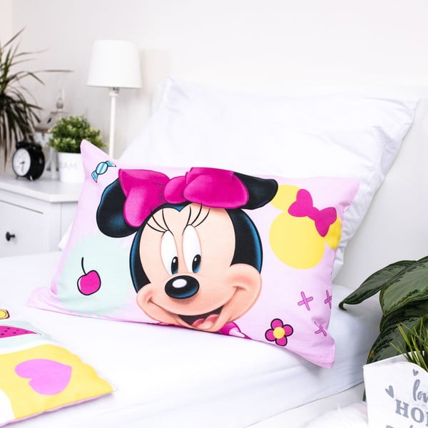 Lenjerie de pat pentru copii roz din bumbac pentru pătuț 100x135 cm Minnie "Sweet" – Jerry Fabrics-image-1