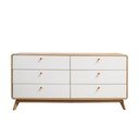 Comodă albă/în culoare naturală joasă cu aspect de lemn de stejar 150x74 cm Caitlin – Støraa