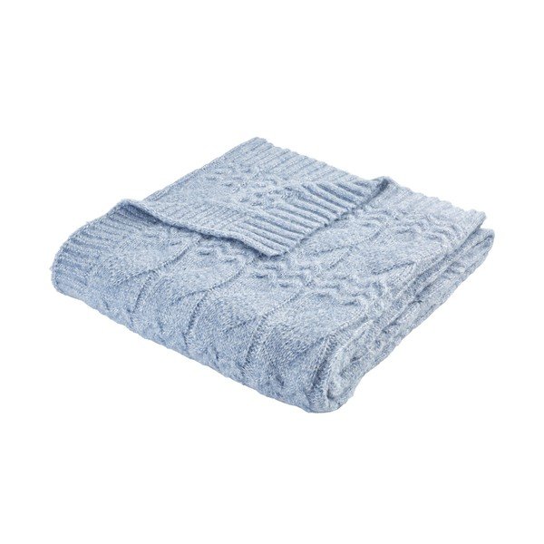 Pătură albastră tricotată 150x200 cm Cable Knit – Bianca-image-2