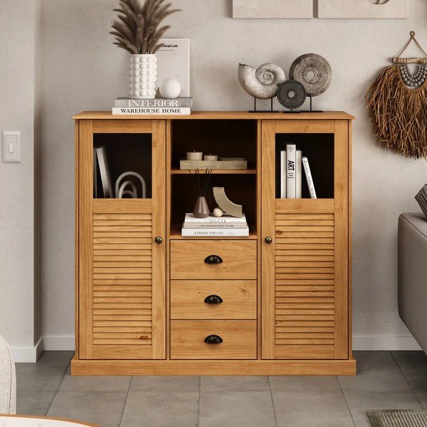 Dulap în culoare naturală deschisă din lemn de pin 127x116x38 cm Edith – Støraa-image-3