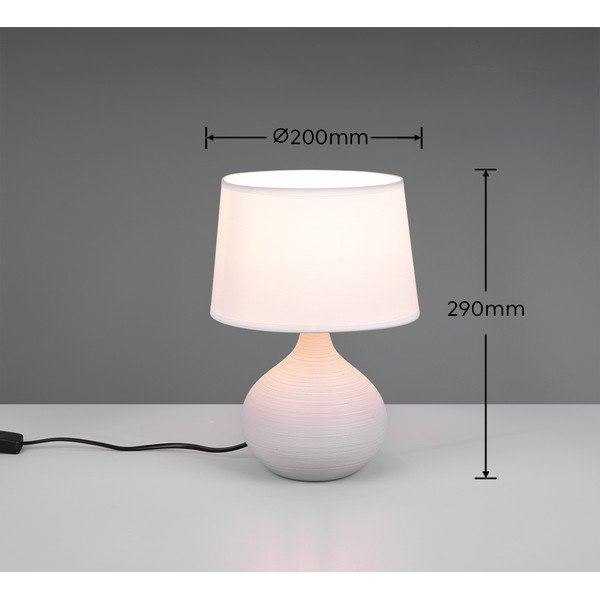 Veioză din ceramică și pânză Reality Martin, înălțime 29 cm, alb-taupe-image-3