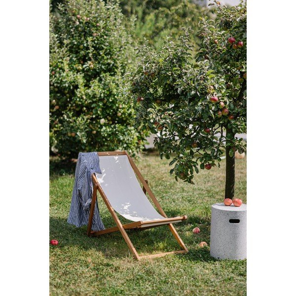 Șezlong de grădină pliabil din lemn de acacia Bonami Essentials Deck, bej-image-1