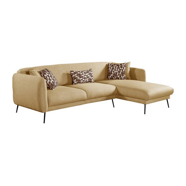 Colțar extensibil cu șezlong pe partea dreaptă Pandia Home Madrid, galben-image-2