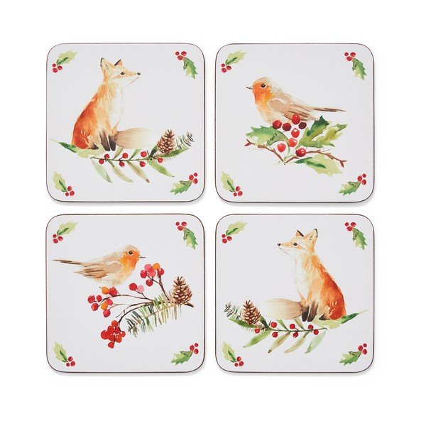 Set 4 suporturi de pahare Cooksmart ® A Winters Tale, 10 x 10 cm
