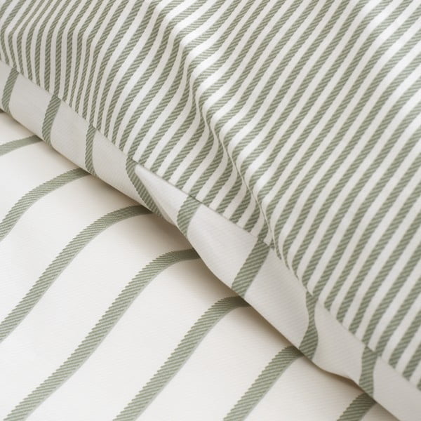 Lenjerie de pat verde/crem din bumbac pentru pat dublu 200x200 cm Hampton Stripe – Bianca-image-4