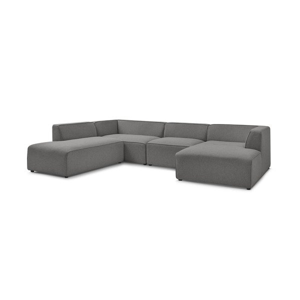 Colțar modular gri închis (cu colț pe partea stângă/în formă de "U") Megeve – Bobochic Paris