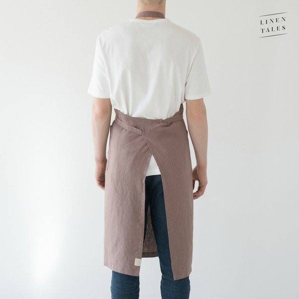 Șorț din in Linen Tales Chef, lungime 100 cm, mov șters-image-2