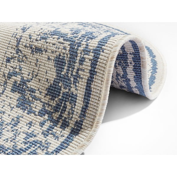 Covor adecvat pentru exterior NORTHRUGS Borbon, ø 140 cm, albastru-crem-image-3