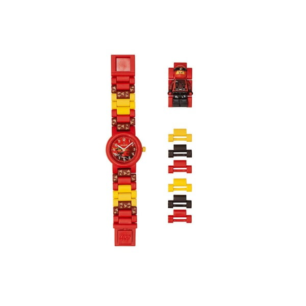 Ceas pentru copii cu figurină LEGO® Ninjago Kai, roșu - galben