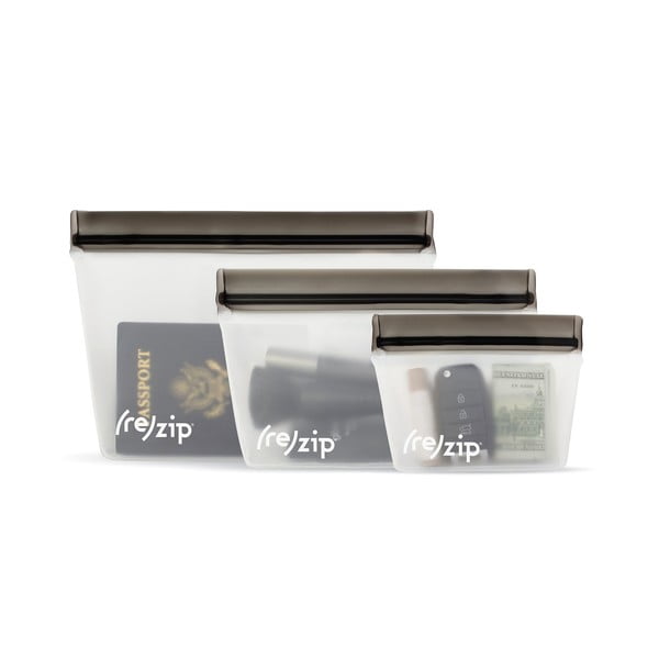 Set de 3 pungi pentru alimente (re)zip Essential, gri-image-1