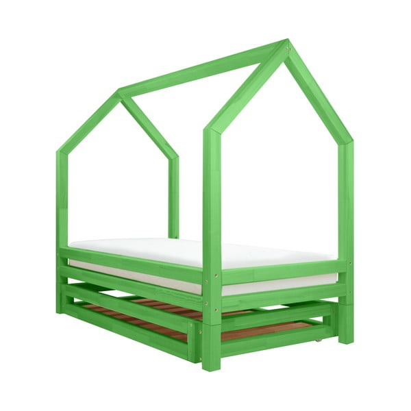 Set sertar și 4 picioare suplimentare pentru pat Benlemi Funny, verde, 80 x 200 cm-image-1