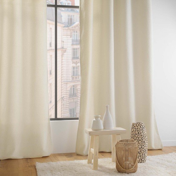 Draperie crem din material bouclé 140x240 cm Wooly – douceur d'intérieur-image-2