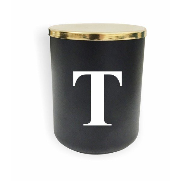 Lumânare North Carolina Scandinavian Home Decors Monogram Glass Candle T, negru - alb