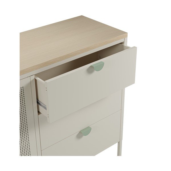 Comodă crem/în culoare naturală din metal 140x90x40 cm Sayla – Marckeric-image-3