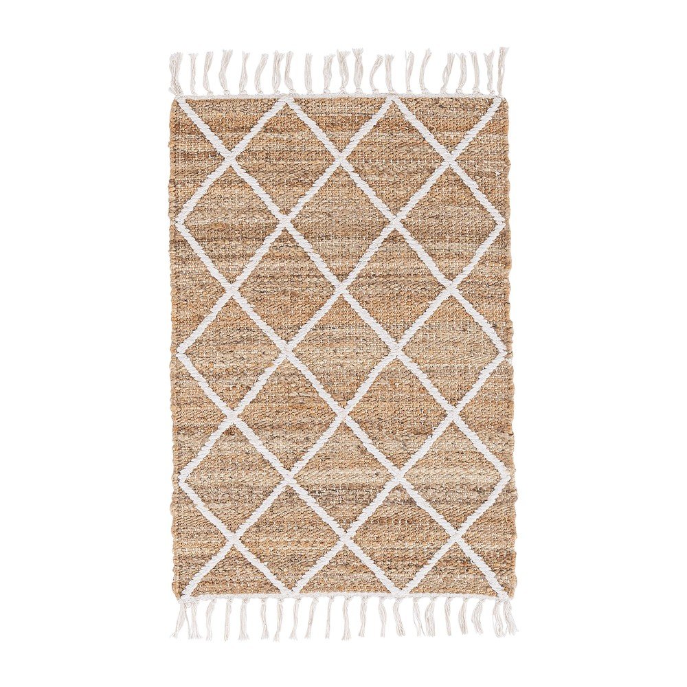 Covor alb/în culoare naturală țesut manual din iută 60x90 cm Shaila – Bizzotto