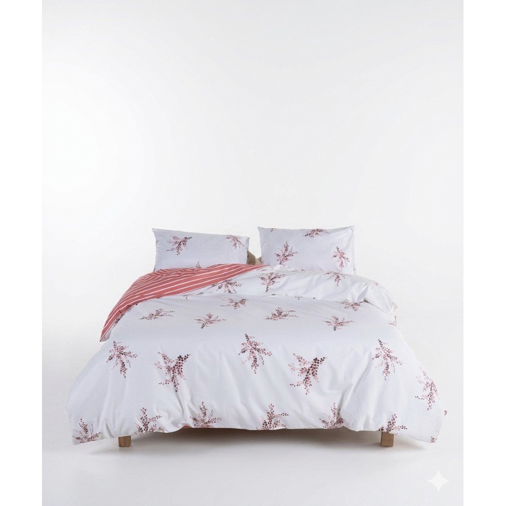 Lenjerie de pat albă-roz din bumbac ranforcé pentru pat de o persoană 140x200 cm Breeze Floral – Mila Home Luxury