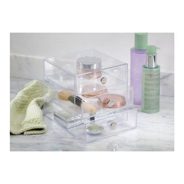 Organizator transparent cu 3 sertare InderDesign Drawers, înălțime 16,5 cm-image-1