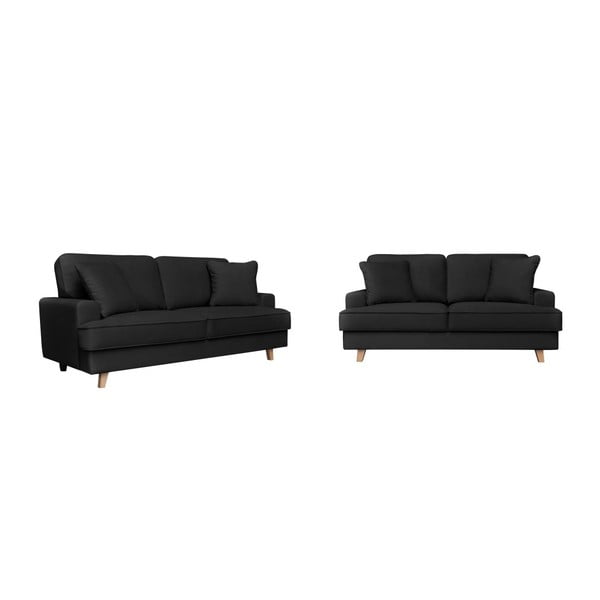Set 2 canapele, cu 2 și cu 3 locuri Cosmopolitan design Madrid, negru