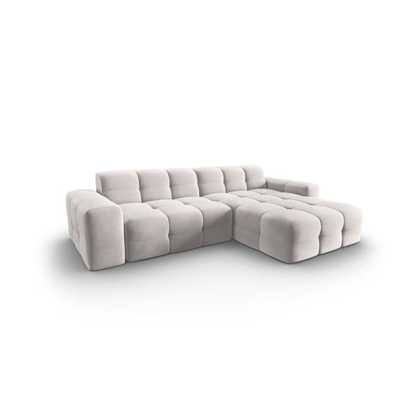 Colțar gri deschis cu tapițerie din catifea (pe partea dreaptă) Kendal – Micadoni Home-image-3