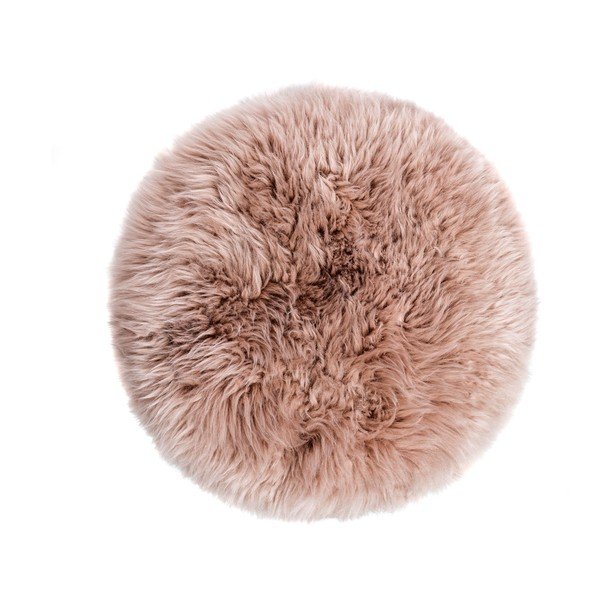 Taburet cu tapițerie din blană de oaie Royal Dream, ⌀ 36 cm, bej-image-1