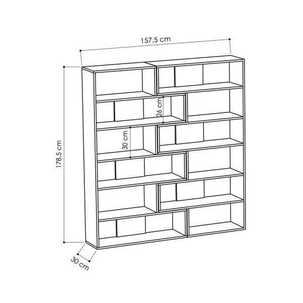 Bibliotecă pe colț cu aspect de lemn de stejar Molly N 4-image-2