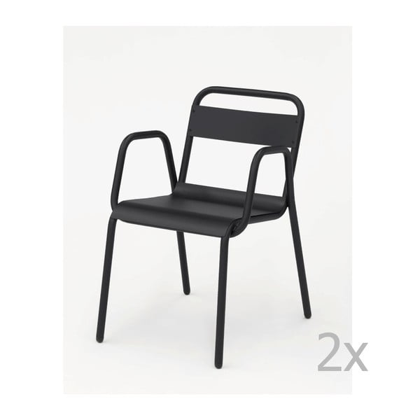 Set 2 scaune de grădină, cu cotiere Isimar Anglet, negru